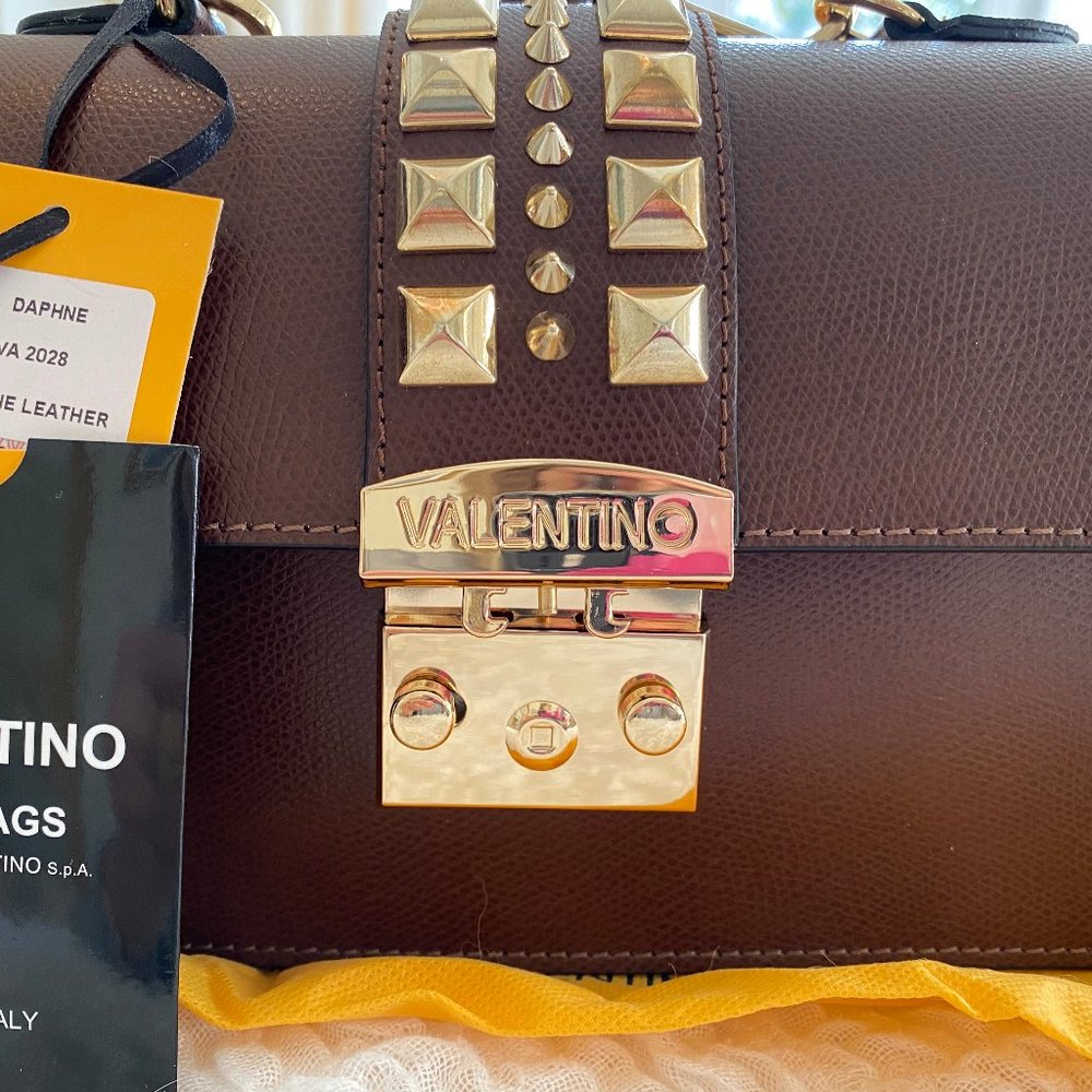 VALENTINO DAPHNE CAROB ITALIAN LEATHER CROSSBODY BAG